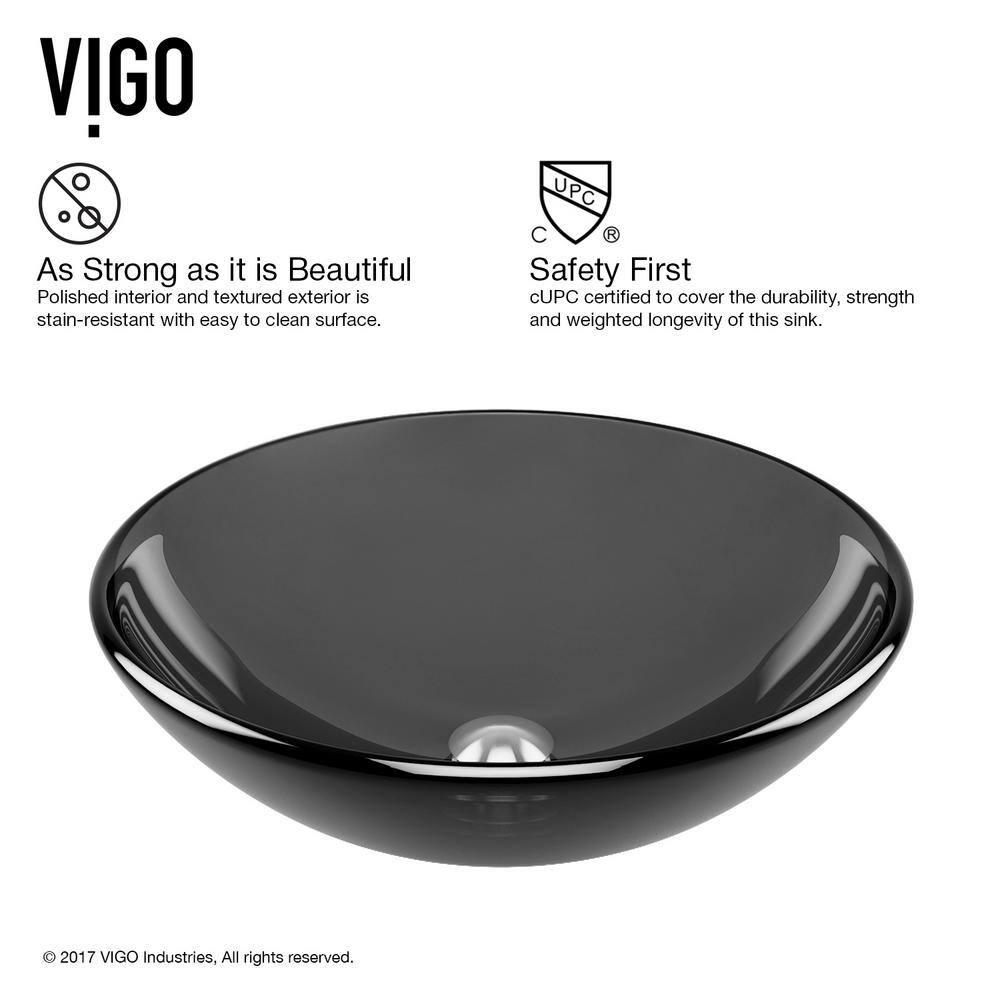 Glass Handmade Circular Vessel Bathroom Sink with Faucet