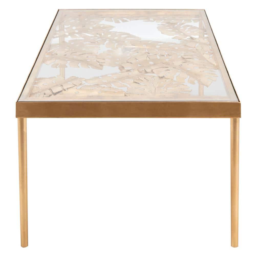 Leilani Palm Leaf Coffee Table - Gold Leaf/Glass - Safavieh
