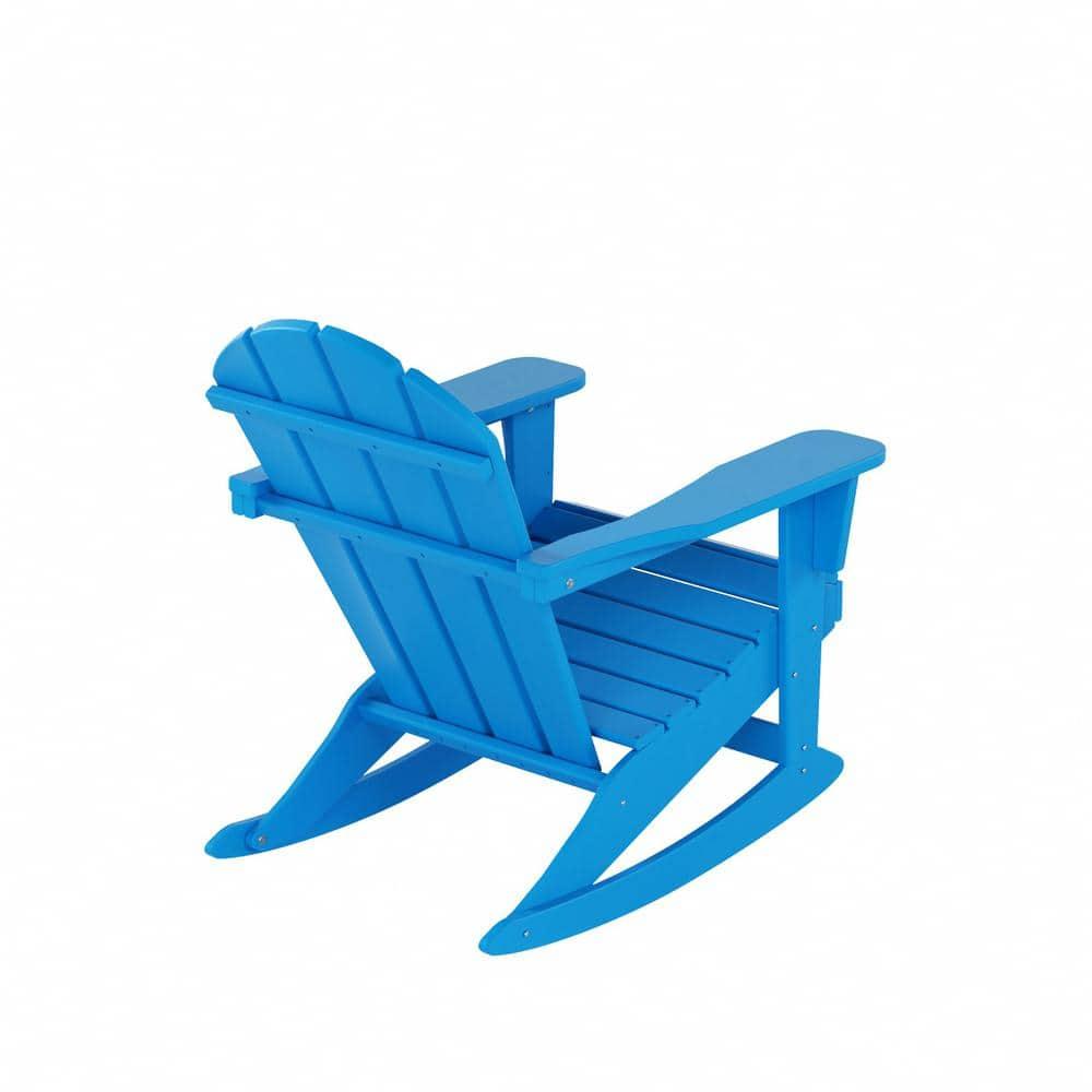 JUSTLET Plastic Adirondack Rocking Chair,HDPE All-Weather Outdoor Rocking Adirondack Chair for Porch, Patio, Balcony,Tiffany