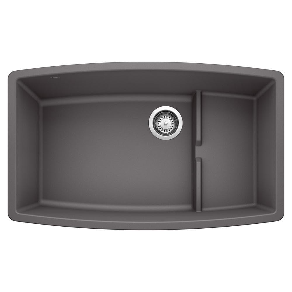 Performa Cascade SILGRANIT 32" L X 20'' W Single Bowl Undermount Kitchen Sink with Colander