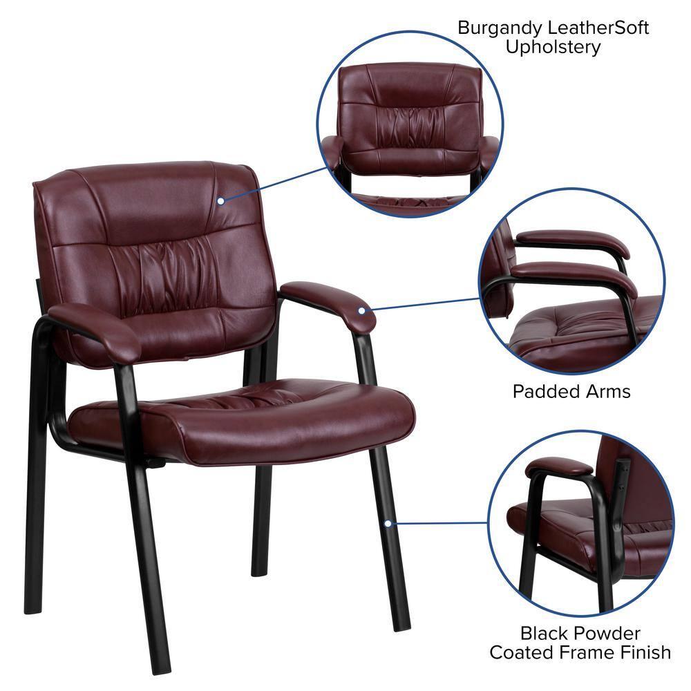Flash Furniture Haeger LeatherSoft Tufted Executive Reception Chair with Padded Armrests, Burgundy