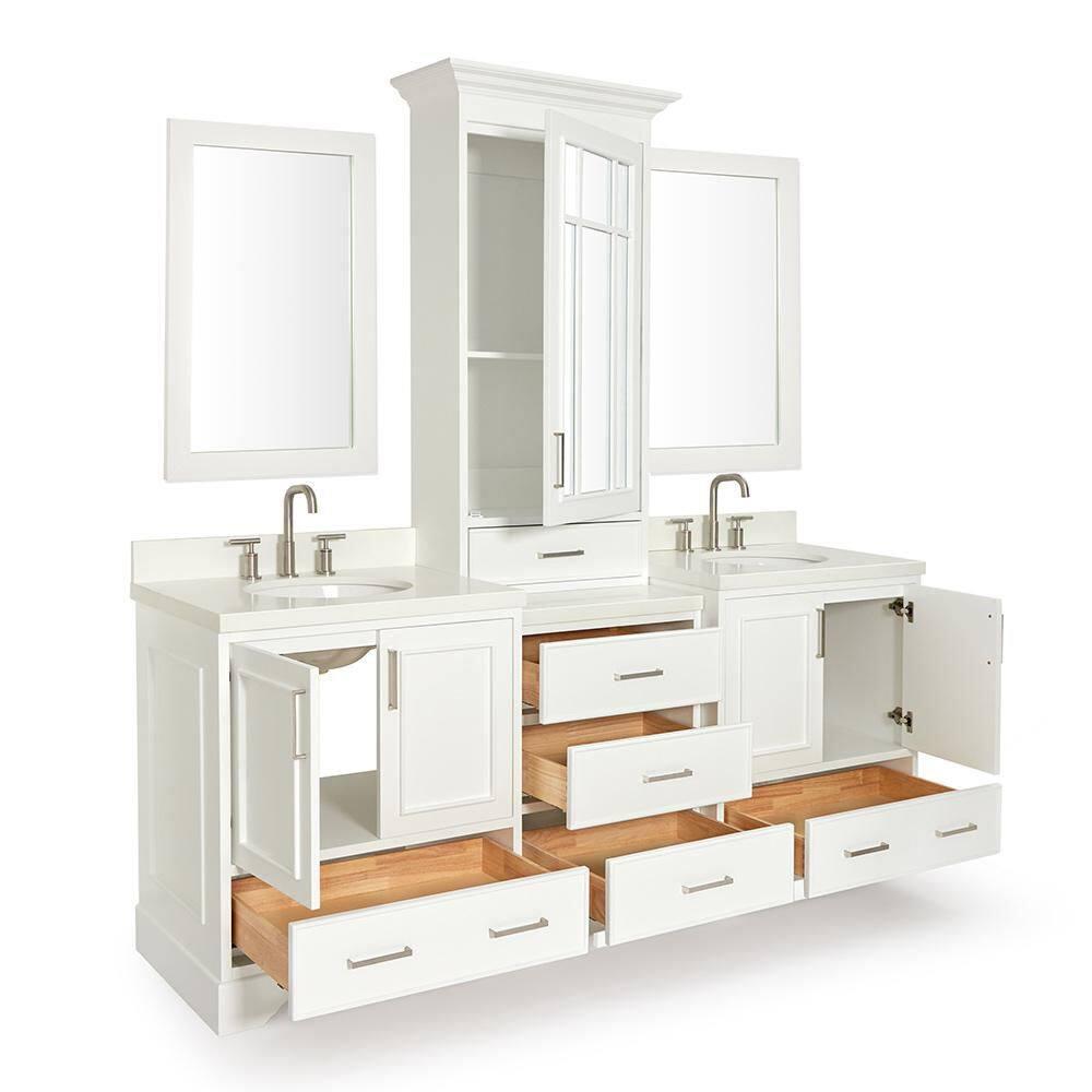 Ariel Stafford 85" Double Sink Vanity Set in White