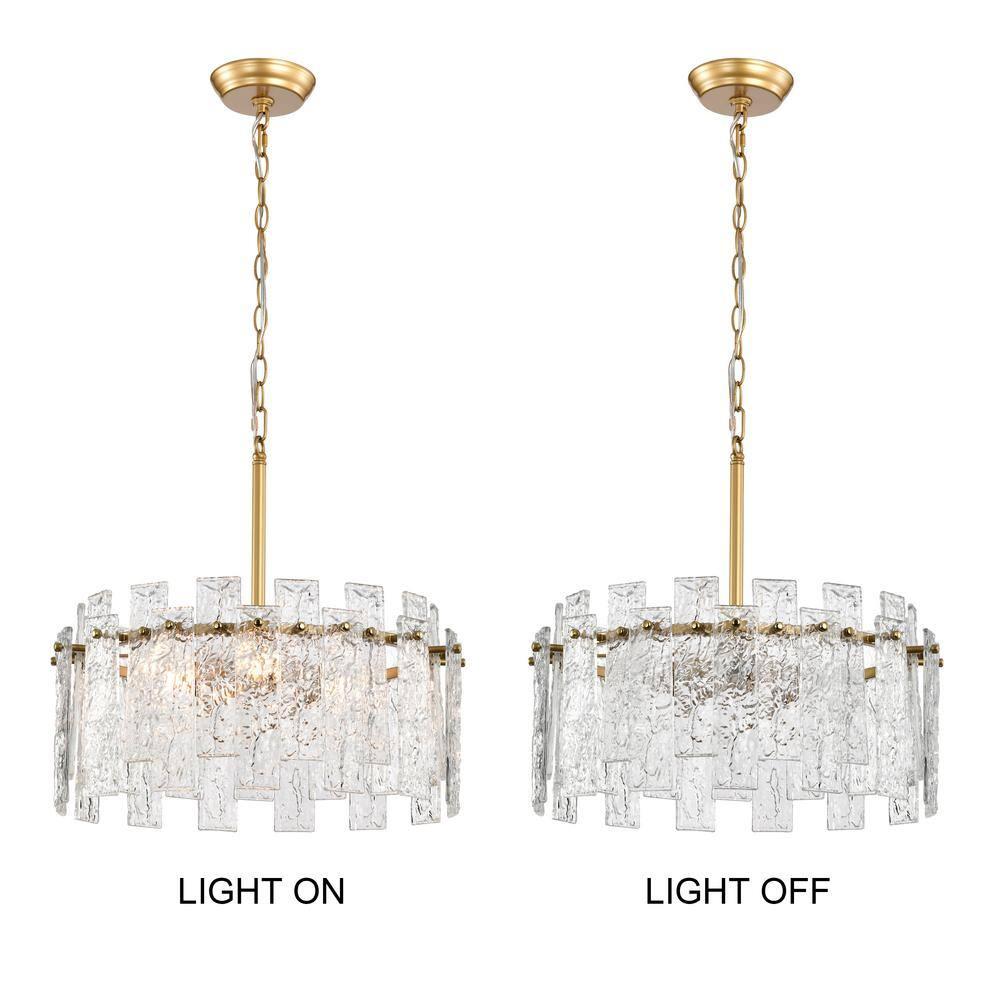 The Lighting Store Casandra Glossy Bronze Water-ripple Crystal Glass Drum Chandelier - 19 inches in diameter x 17.7 inches H