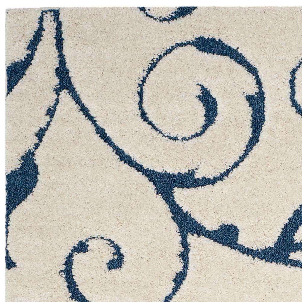 Florida Shag SG455 Power Loomed Indoor Area Rug - Cream/Blue - 9'6"x13' - Safavieh.