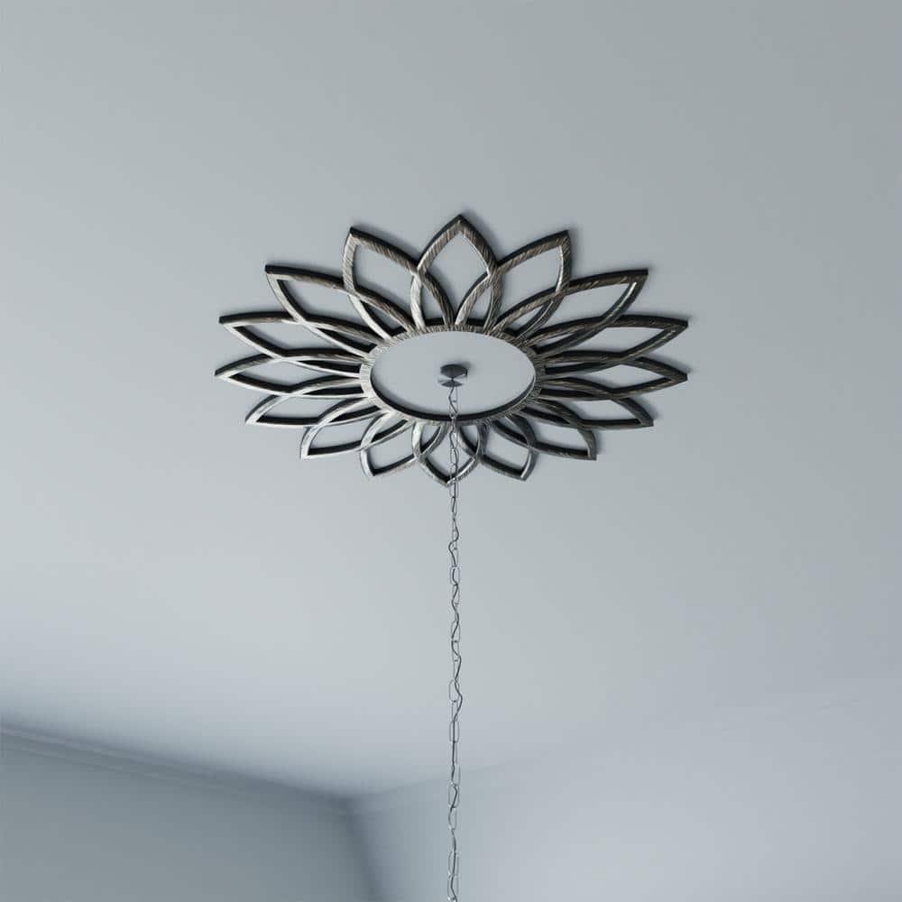 24"OD x 8 3/8"ID x 3/4"P Daisy Architectural Grade PVC Pierced Ceiling Medallion, Antiqued Pale Gold