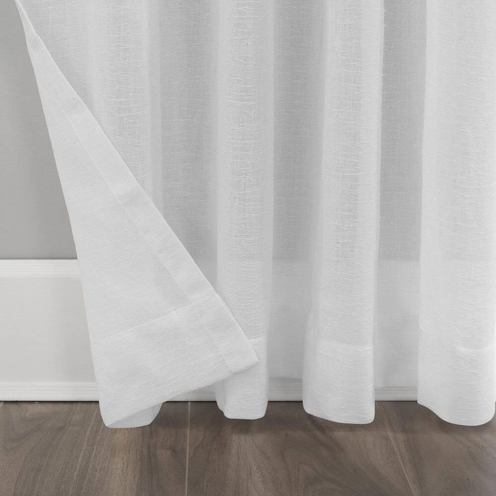 63"x52" Crushed Texture Anti-Dust Sheer Curtain Panel White - Clean Window: Modern Linen Slub Rod Pocket