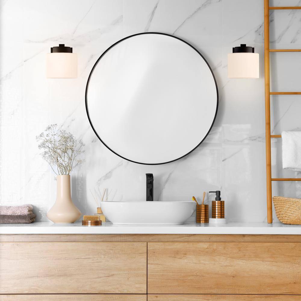 Design House Dove Creek Dimmable Wall Light Sconce with Frosted Glass, Matte Black