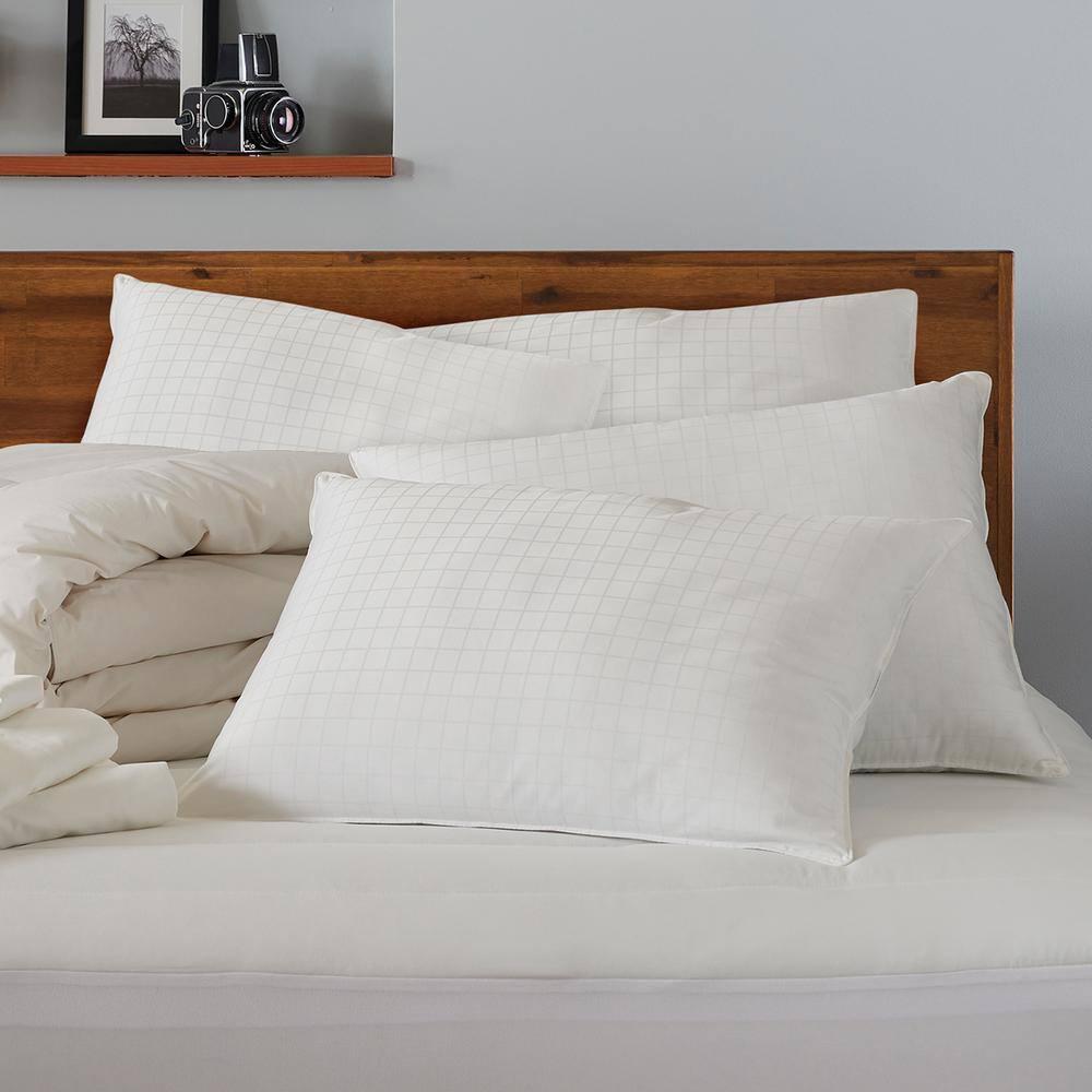 Ella Jayne Home Exquisite Hotel Cotton Windowpane Pillow, Firm Density (Set of 4)