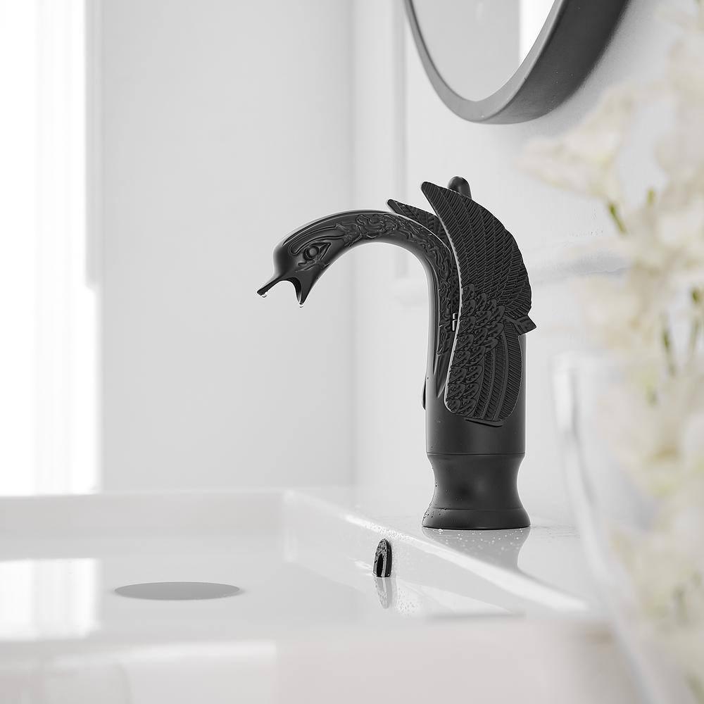 BWE Swan Single Hole Single-Handle Bathroom Faucet And Pop Up Drain & Overflow Cover