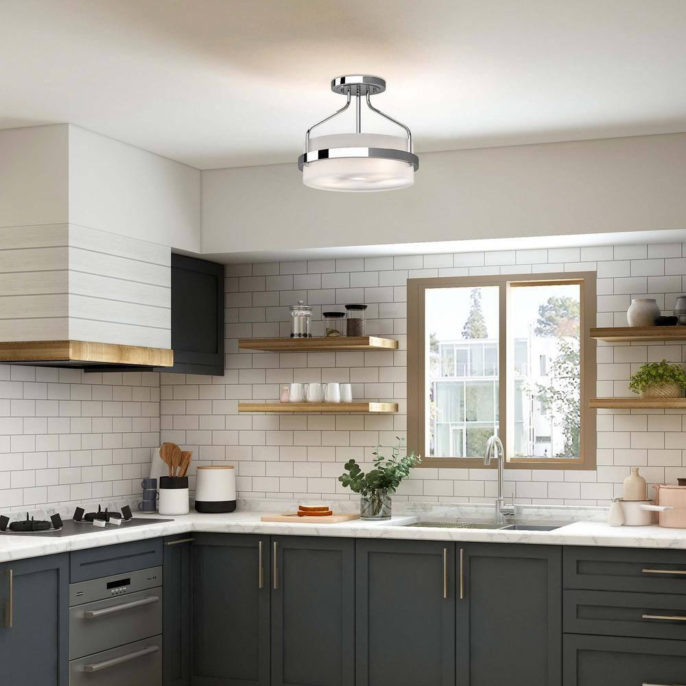 Volume Lighting 4743 Emery 2 Light 13" Wide Semi-Flush Ceiling Fixture - Chrome