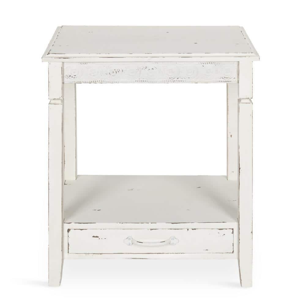 Kate and Laurel Idabelle Rectangle Wood Side Table, 13.5x22x27.75, White