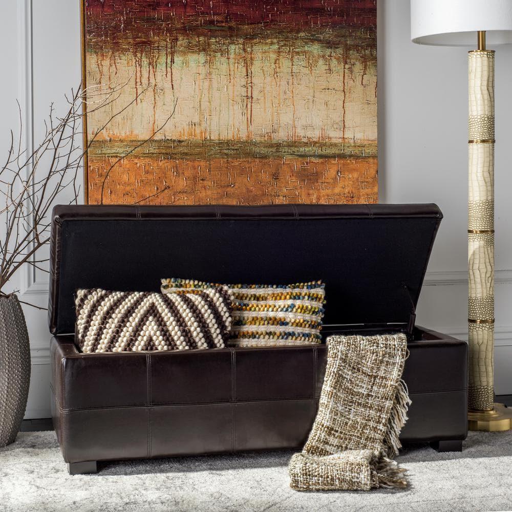 Maiden Large Tufted Storage Bench - Brown - Safavieh