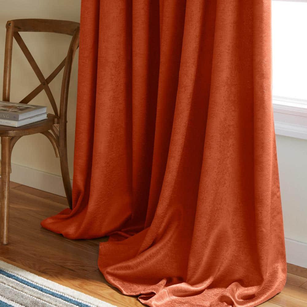 TOWN & COUNTRY EVERYDAY Lustre Solid Heavyweight Textured Sateen Indoor Curtains, Room Darkening Opacity, Grommet Top, Energy Efficient, 2-Pack Set, 52"x108", Mecca Orange