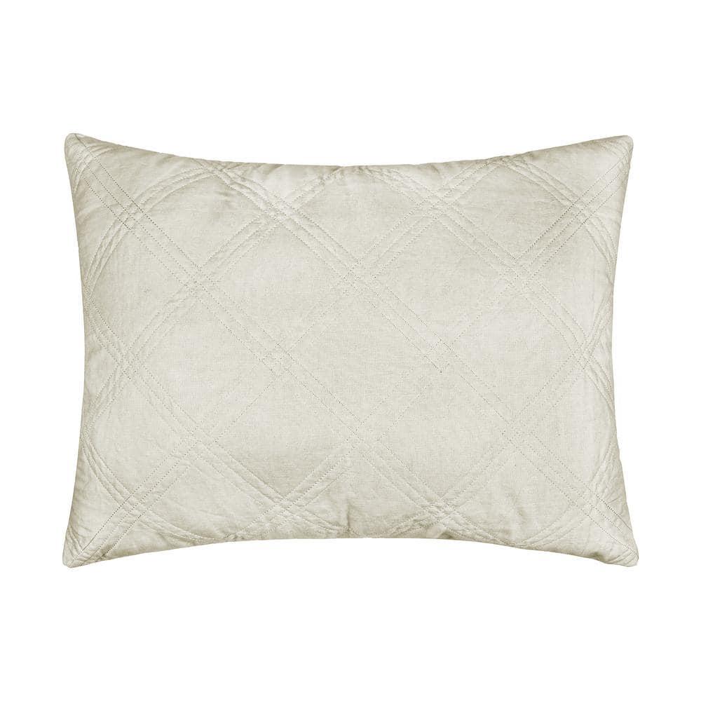 Linen Front/Cotton Back Standard Quilted Sham - Natural - Levtex Home