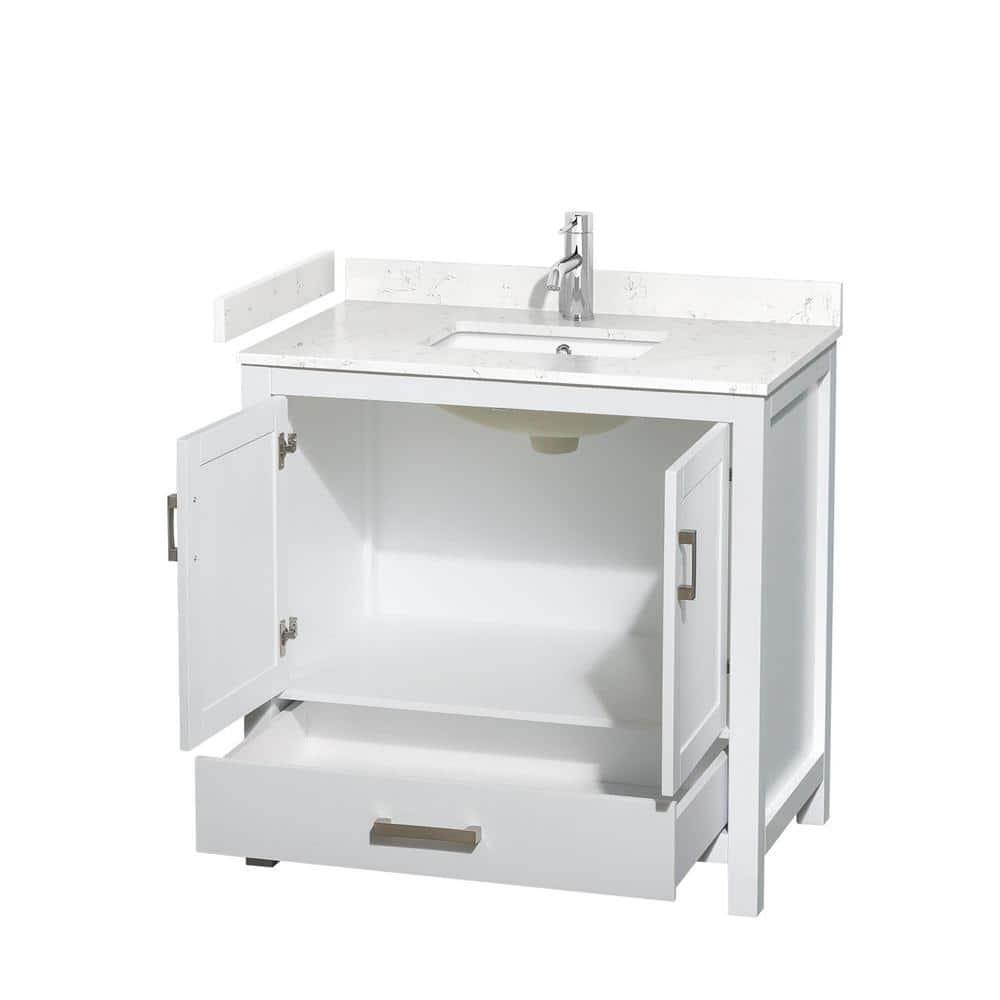 Wyndham Collection Sheffield 36" Freestanding Single Bathroom Vanity with Cultured Marble Top