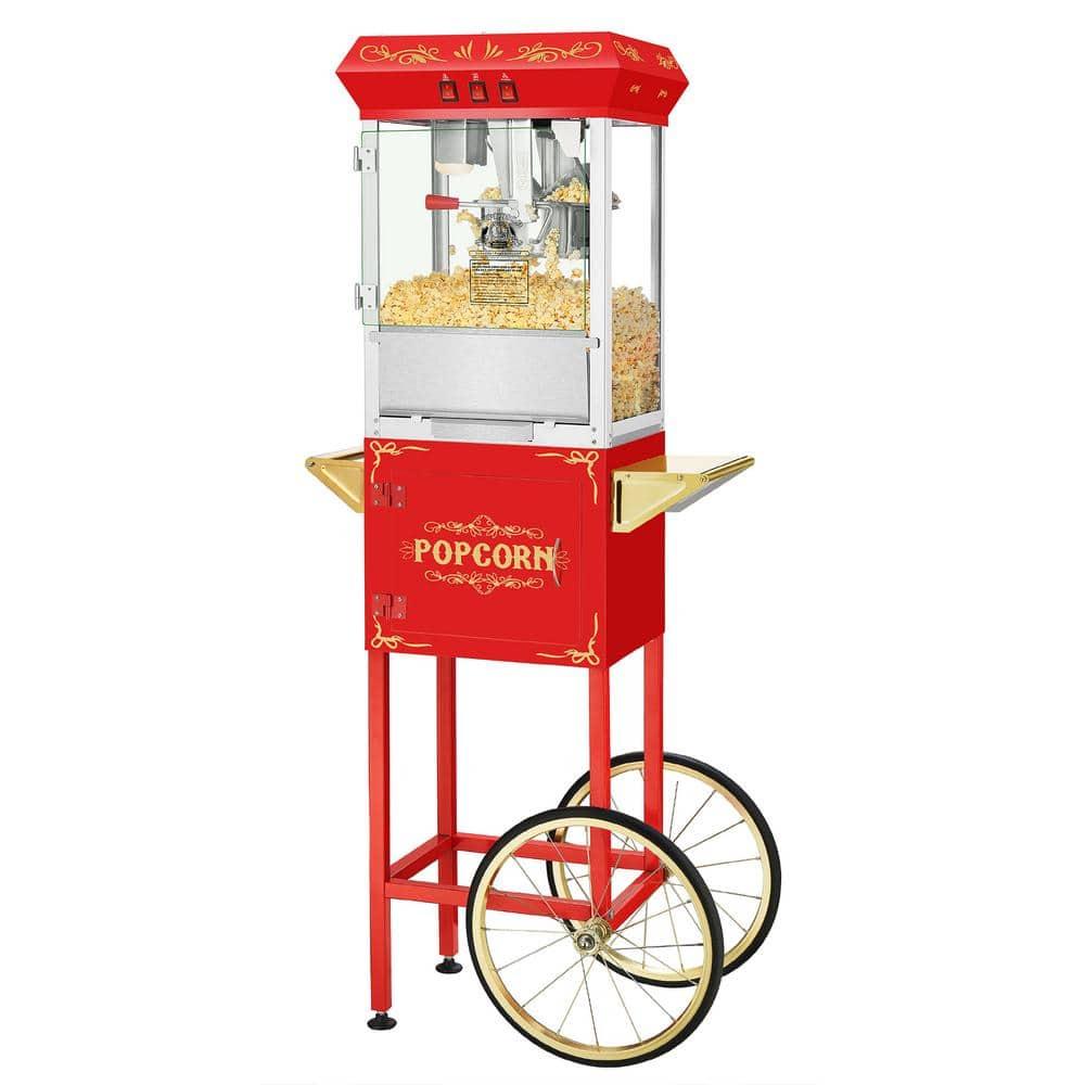 Superior Popcorn 8 oz. Movie Night Popcorn Maker Machine and Cart - Red