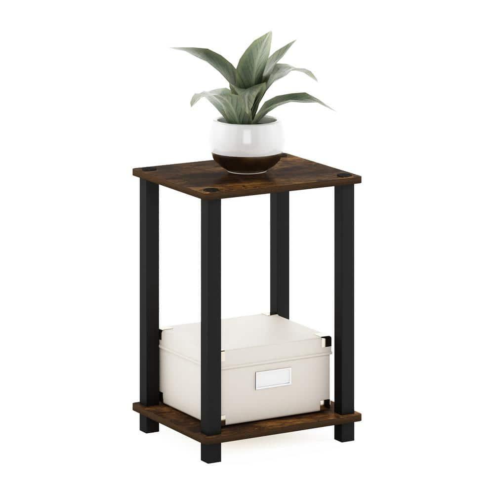 Furinno Simplistic End Table, Small, Amber Pine/Black