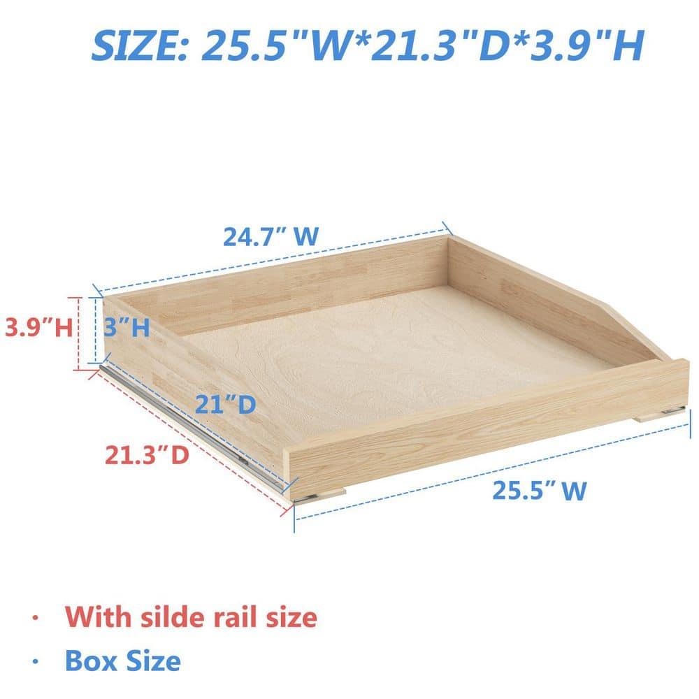 LOVMOR Single Pull Out Cabinet Organizer 25½”W x 21”D, Soft Close Slide Out Drawer Storage Shelves for Kitchen, Wood Cabinet Shelf Pull-Out Organizer Storage for Base Cabinets