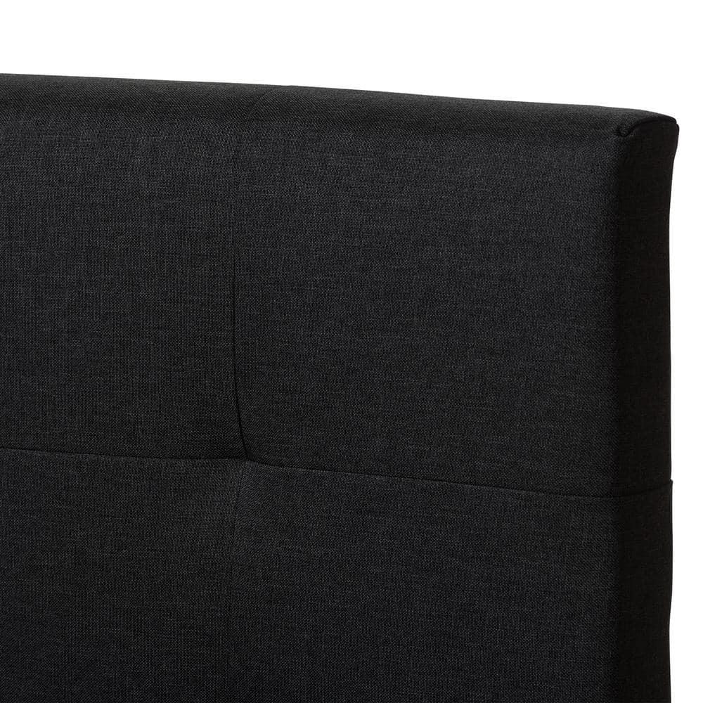 King Brookfield Modern and Contemporary Fabric Bed Charcoal Gray - Baxton Studio: Upholstered Headboard, Rubberwood