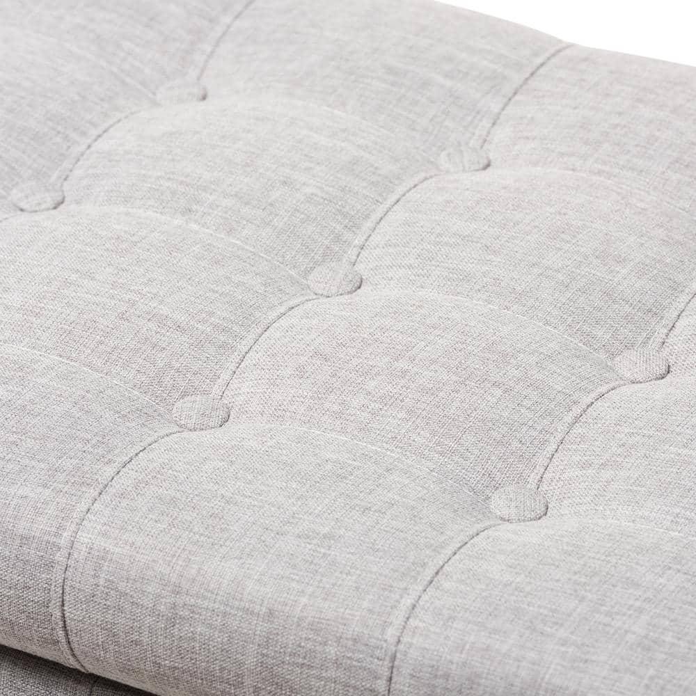 Baxton Studio Kaylee Modern Classic Fabric Upholstered Button - Tufting Storage Ottoman Bench - Grayish Beige: End of Bed, Rectangular Shape