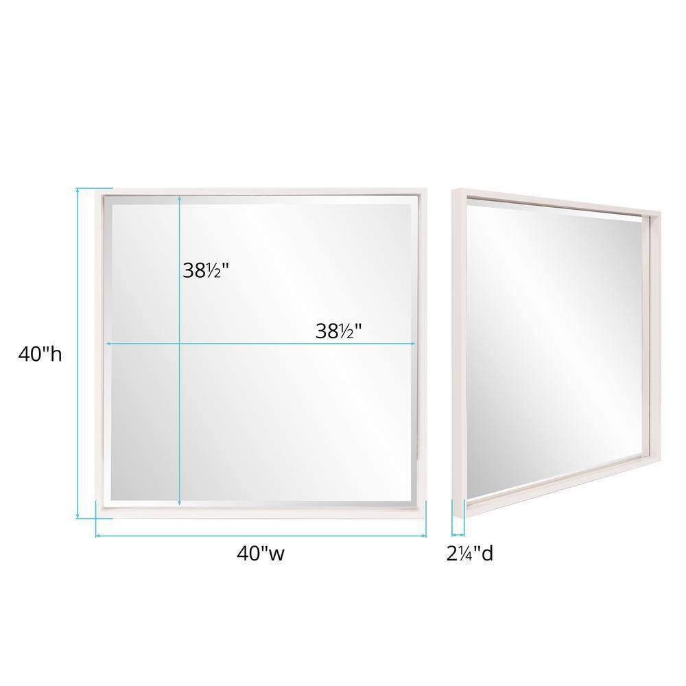 Tyler Dillon White Square Mirror with Shadowbox Style Wood Frame - 40" x 40"