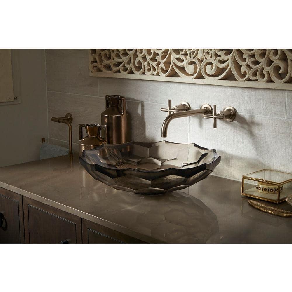 Kohler Briolette, Artist Editions Oval Faceted Glass Bathroom Vessel Sink