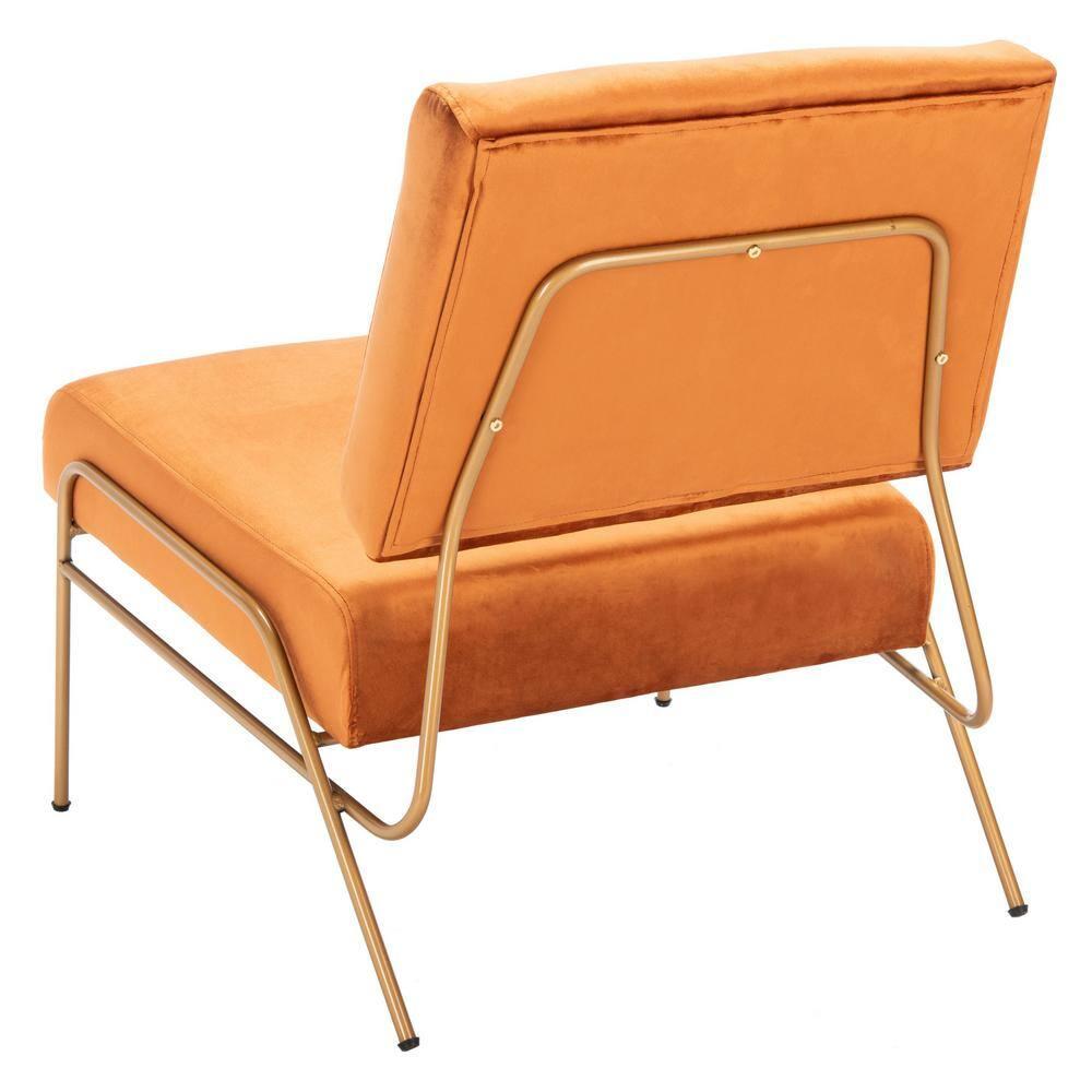Romilly Velvet Accent Chair - Sienna/Gold - Safavieh