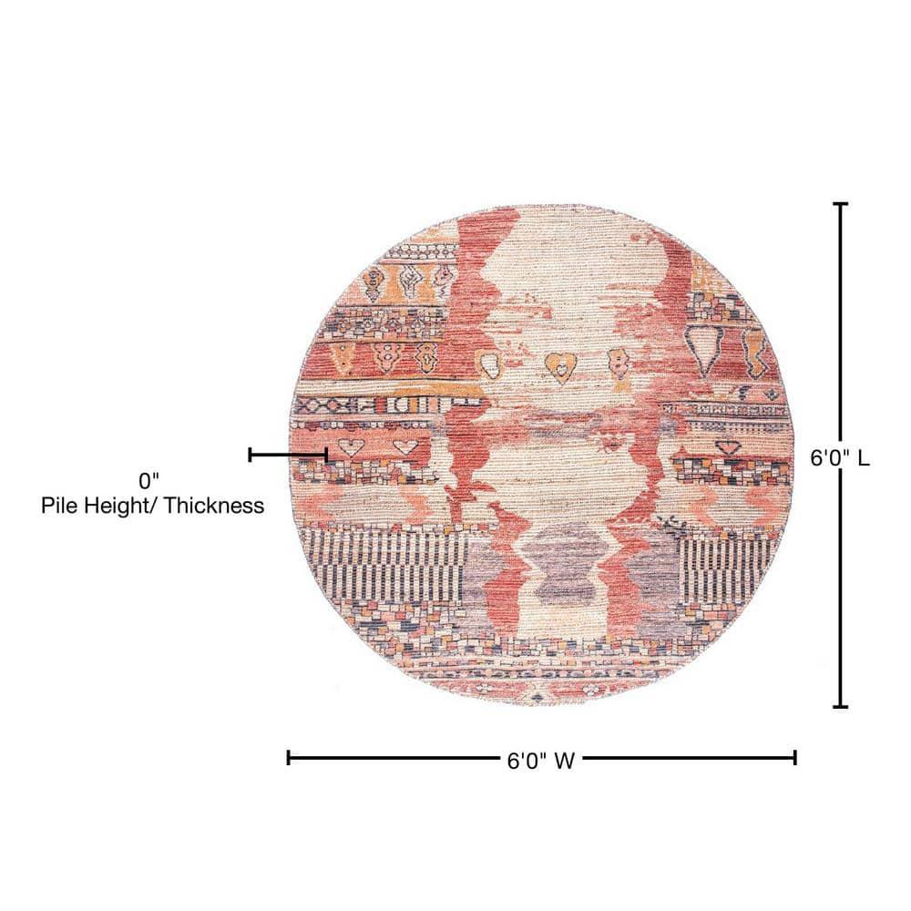 Nuloom Hermina Abstract 6 Round Jute Indoor Area Rug for Dining Room Rug Neutral Rug Living Room Rug Kitchen, Multicolor/Ivory