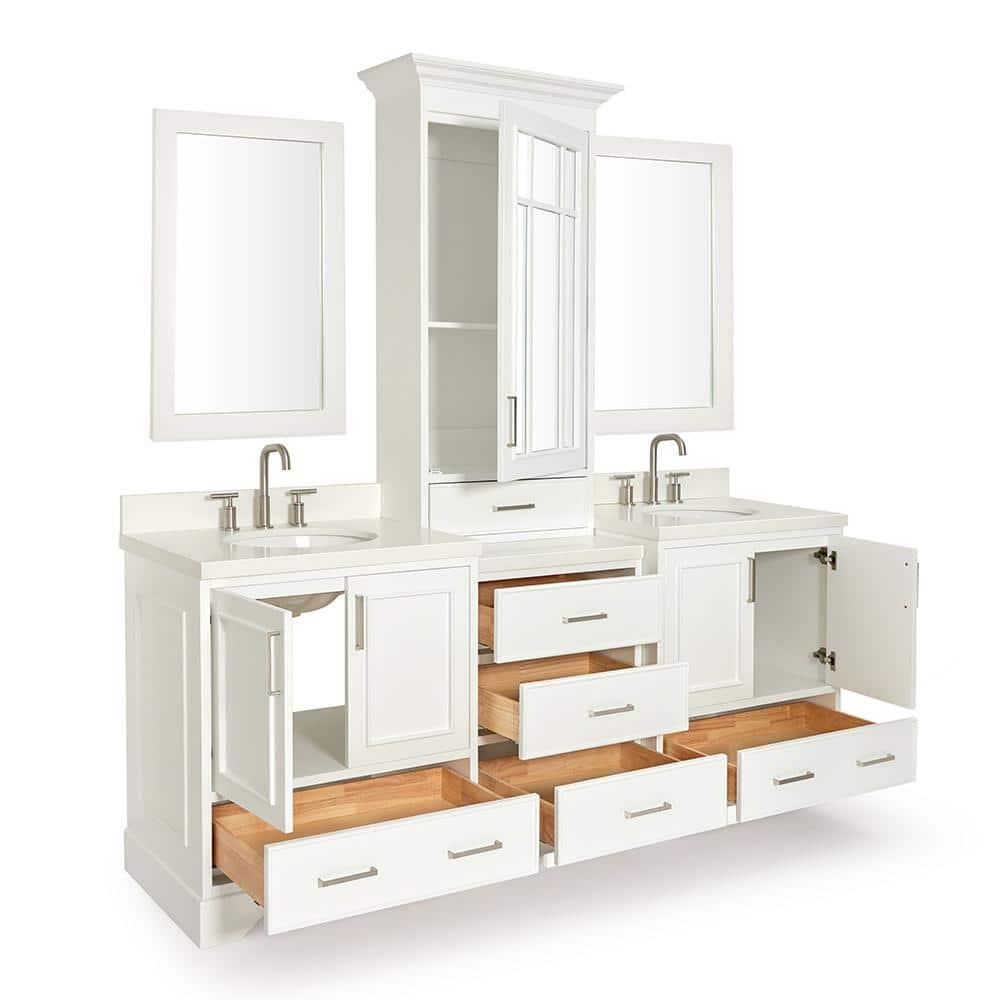 Ariel Stafford 85" Double Sink Vanity Set in White