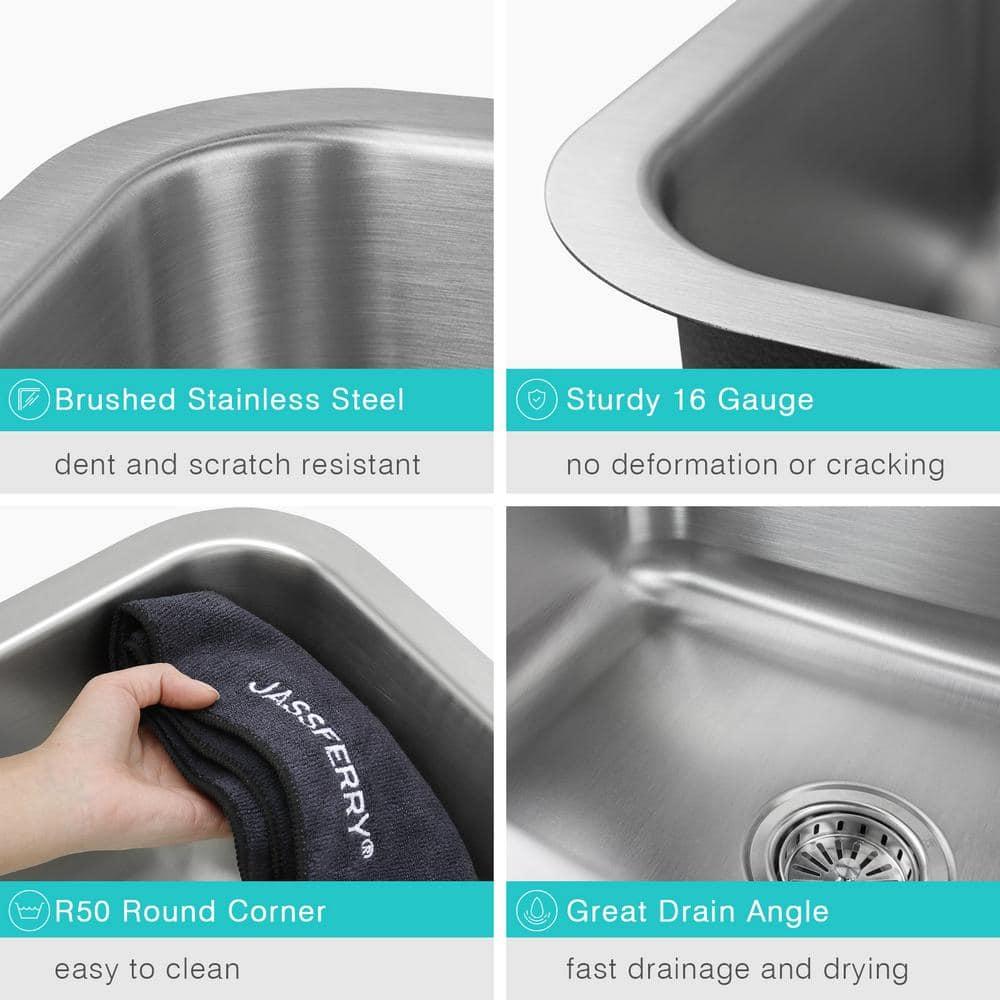 JASSFERRY Undermount Kitchen Sink Single Bowl 23 Inch, 23", 16-gauge Stainless Steel