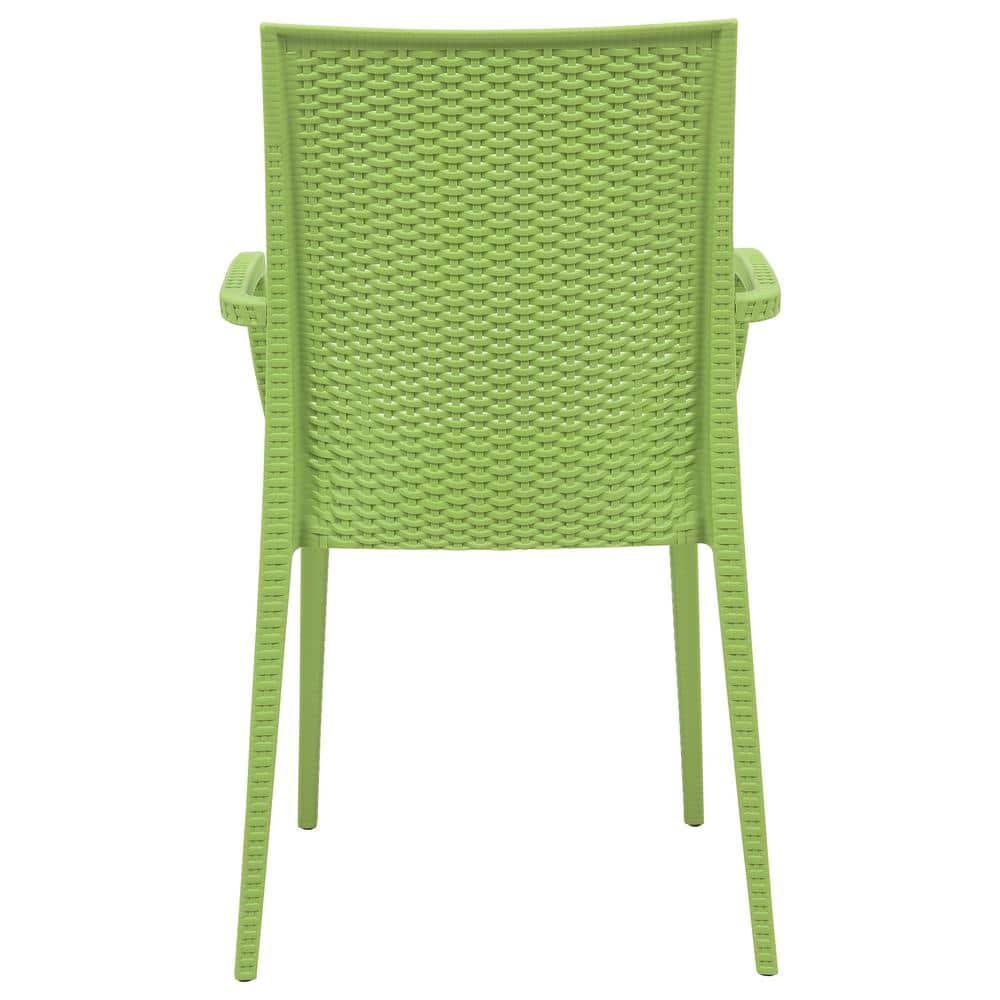 LeisureMod Mace Modern Dining Arm Chair for Indoor and Outdoor Home in Green