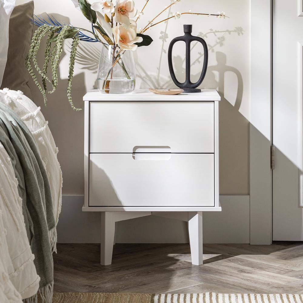 Preston 26"H Modern 2-Drawer Nightstand with USB Ports and Flared Legs