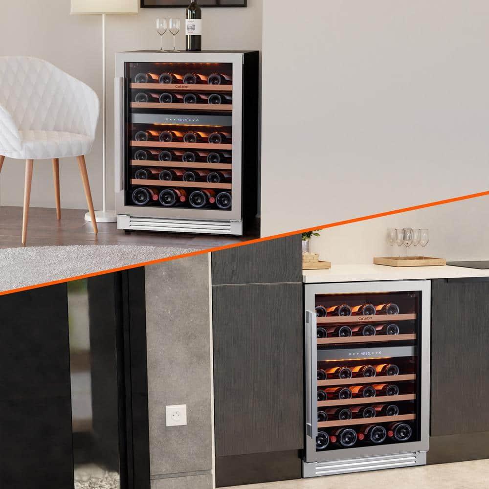 Ca'Lefort 15 Inch Beverage Refrigerator - 80 Can Small Beverage Fridge, Drink Fridge Glass Door 3 LED 34°F -54°F Beverage Cooler Built-in or Freestanding, Perfect for Home/Kitchen(3.0 cu.ft)