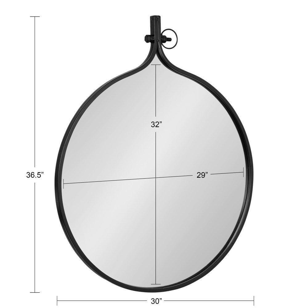 Kate & Laurel All Things Decor 30" x 37" Yitro Metal Framed Wall Mirror Black: Modern Round Vanity, No Assembly Required
