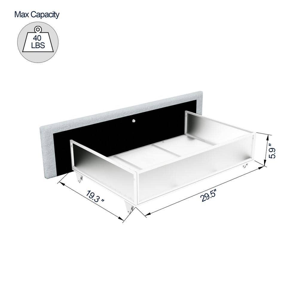 imerelez Anda Queen Size Ivory Boucle Upholstered Platform Bed with Patented 4 Drawers Storage, Tufted Headboard, Wooden Slat Mattress Support, No Box Spring Needed