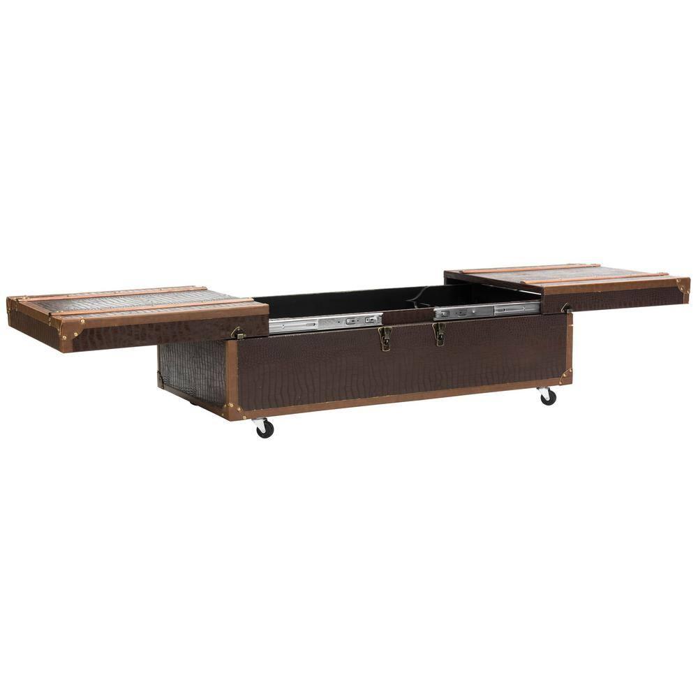 SAFAVIEH Zoe Modern Animal Print Storage Coffee Table with Wine Rack, Brown