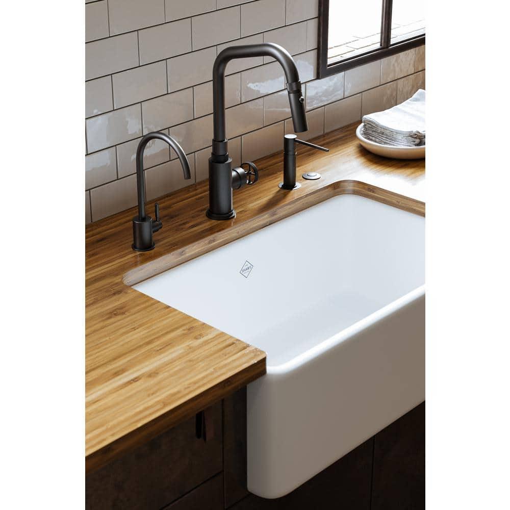 Shaws 30" Single Bowl Farmhouse Apron Front Fireclay Kitchen Sink