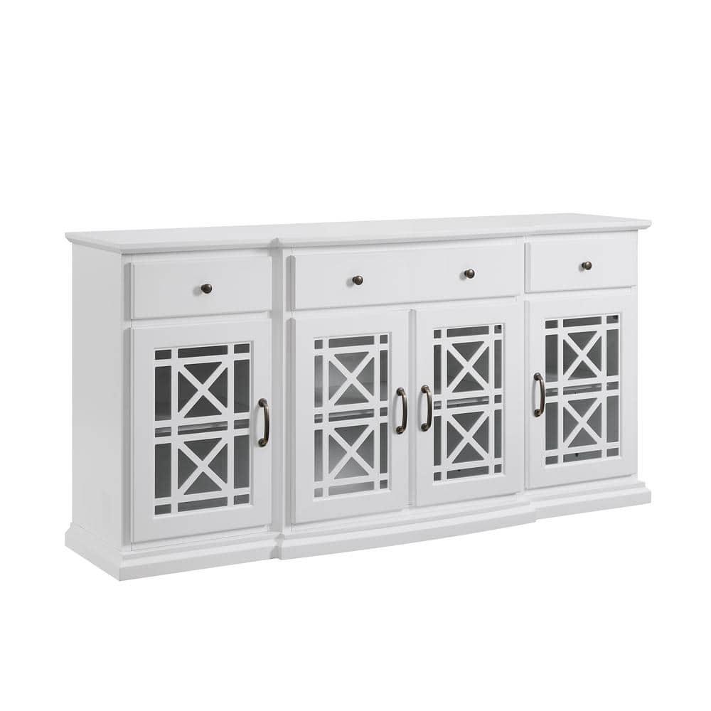 Walker Edison Traditional Fretwork TV Stand, White