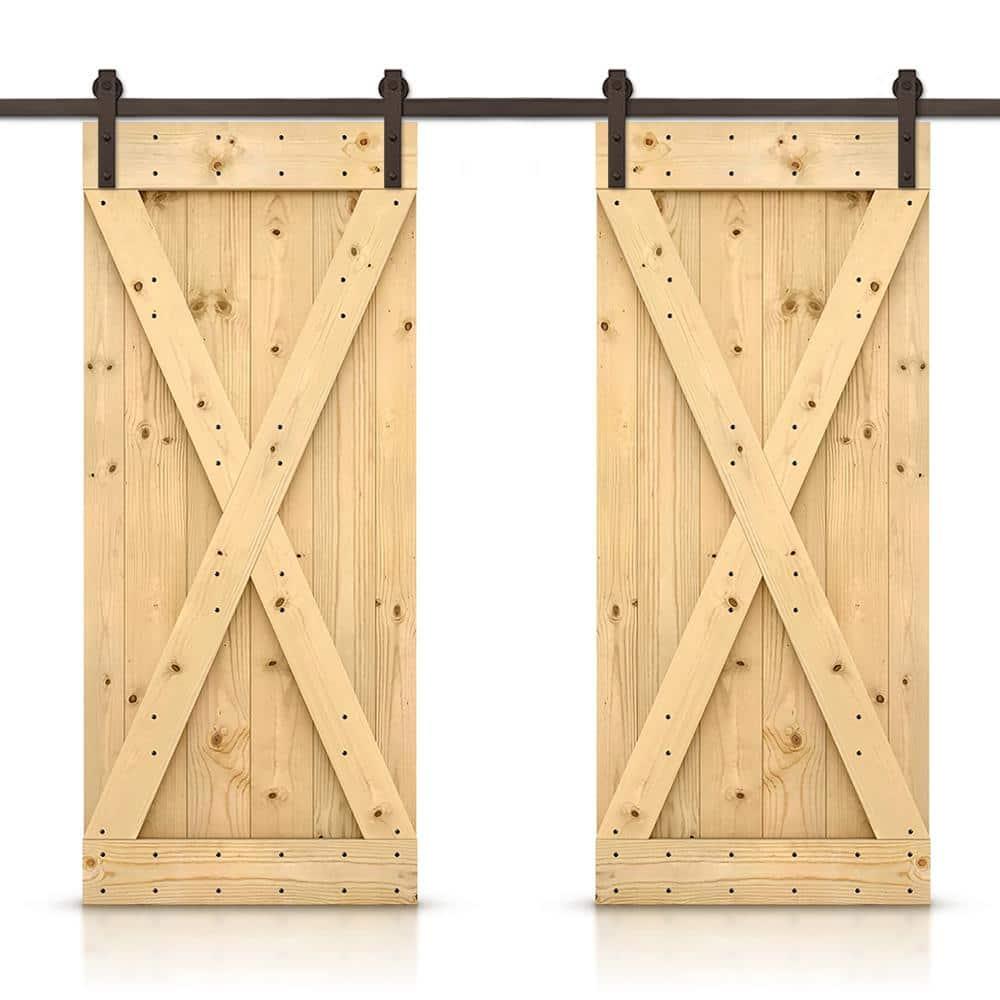 Calhome 84'' Solid Wood Paneled Painted with Installation Hardware Kit Barn Door