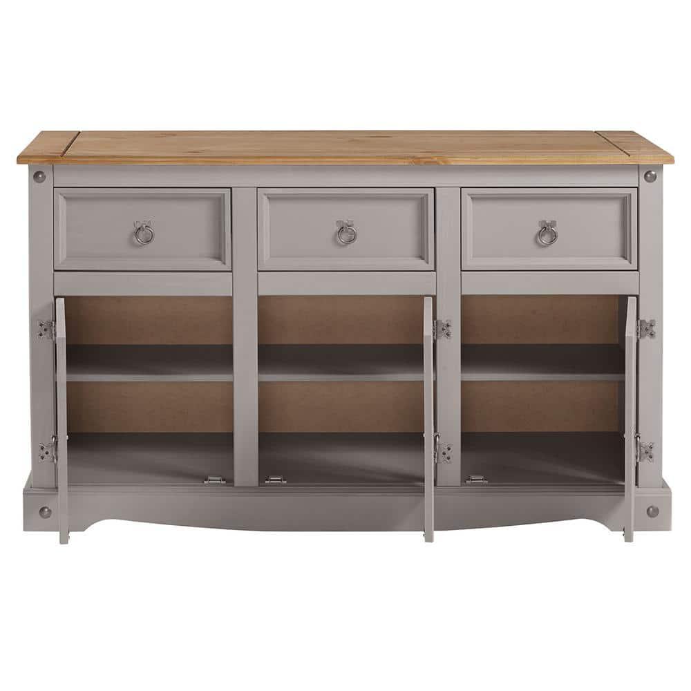 49.25 x 29.88 x 15.75 in. Cottage Series Wood Buffet Sideboard, Corona Gray