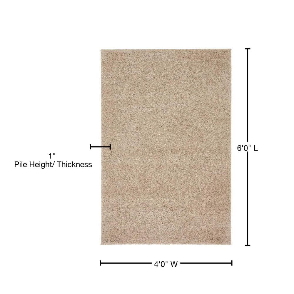Unique Loom 4' 1 x 6' 1 Taupe Studio Solid Shag Sky Area Rug