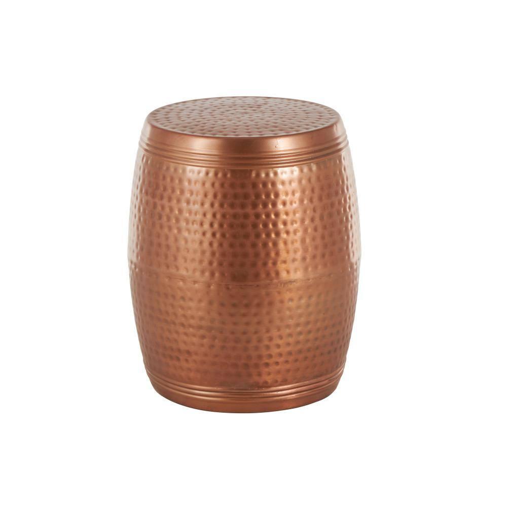 Metal Drum Copper Colored Accent Table - Olivia & May: Hammered Aluminum, Indoor Use, Fully Assembled