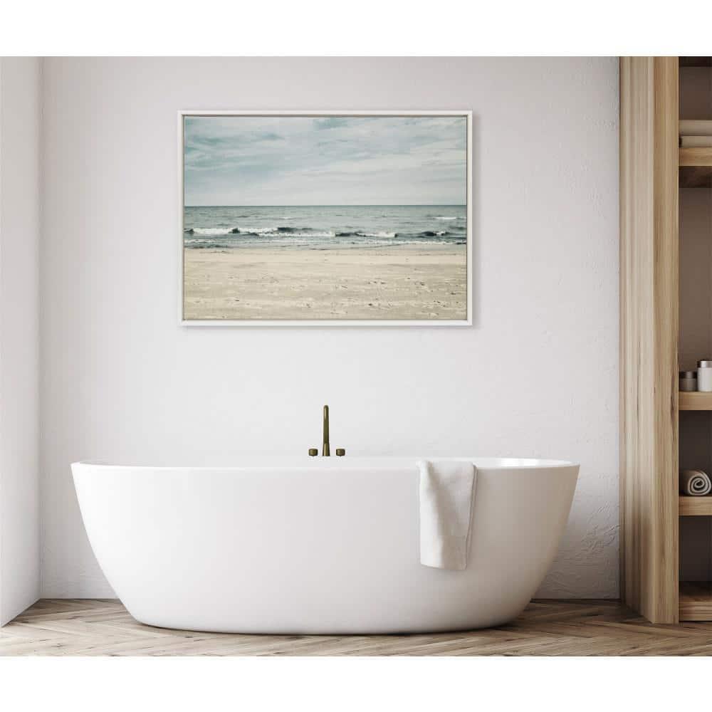 28" x 38" Sylvie Beach 2 Framed Canvas by Emiko and Mark Franzen White - Kate & Laurel All Things Decor: Modern Nautical Wall Art