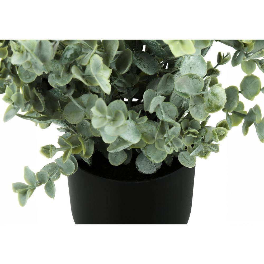 11 in. Decorative Green Leaves Artificial Plant, Black Pots - Set of 2