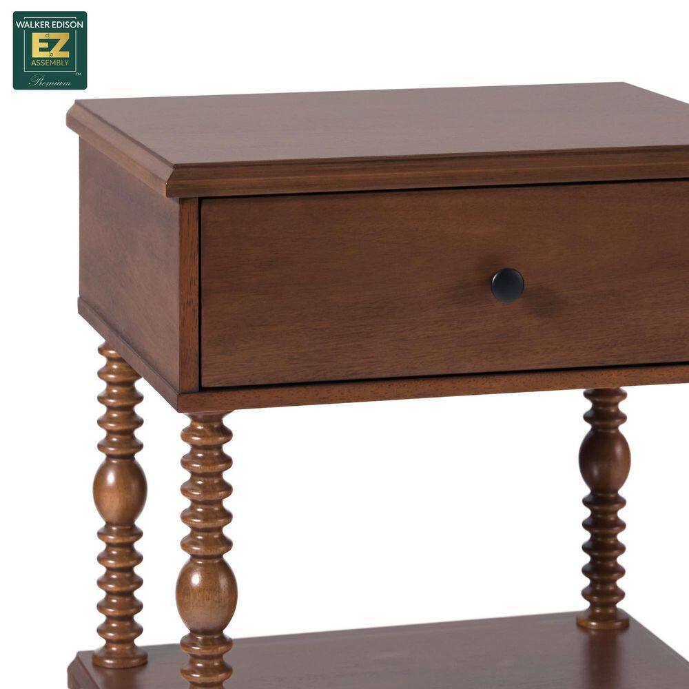 Vivienne Easy Assembly Solid Wood Spindle 1-Drawer Nightstand (Set of 2)