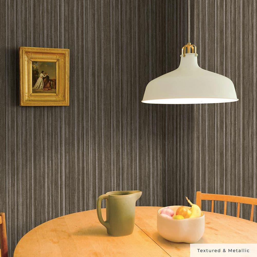 Tempaper & Co. 28 sq ft Faux Grasscloth Removable Peel and Stick Wallpaper Textured Bronze : Vinyl, Self-Adhesive, Thin Stripe Pattern