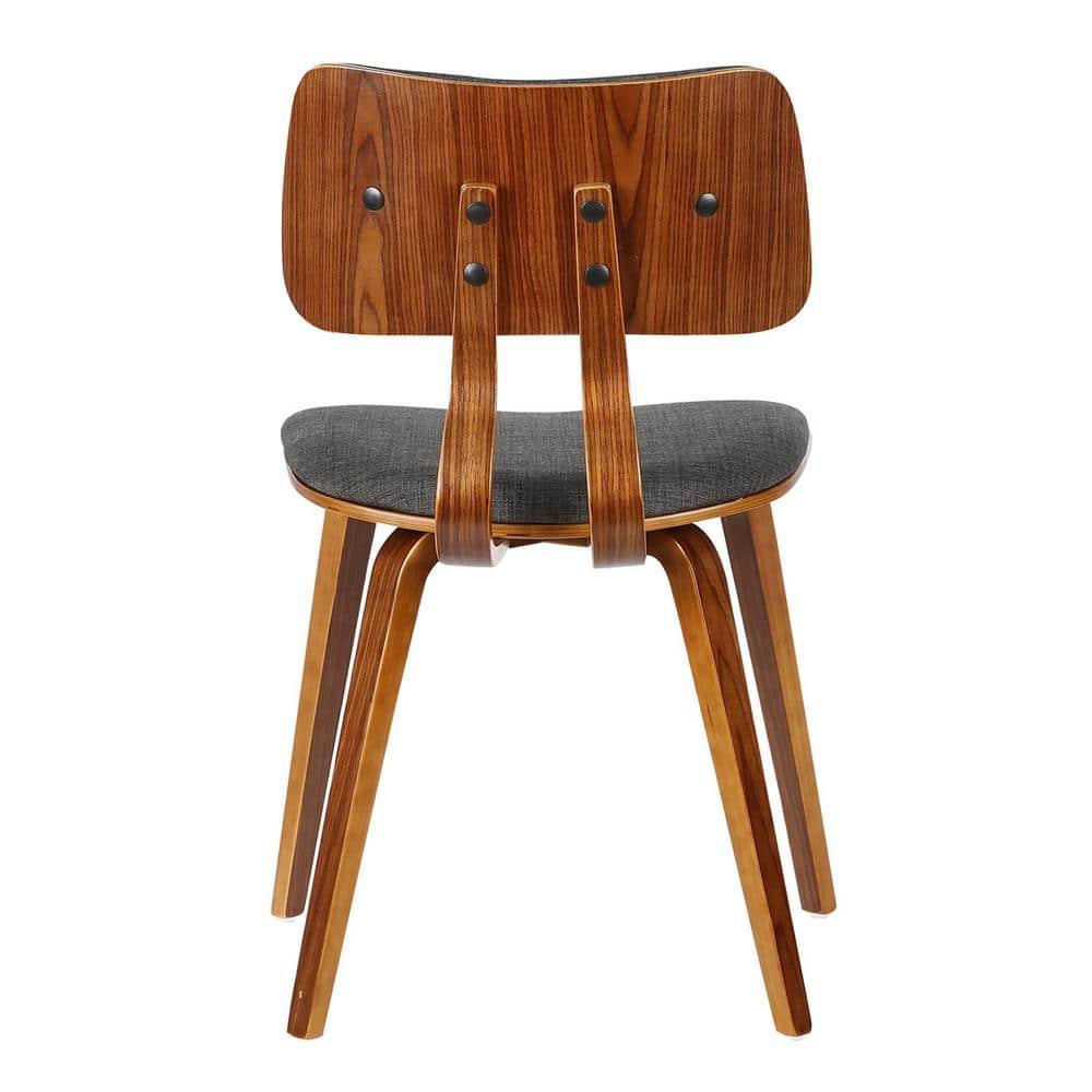 Jaguar Mid-Century Modern Kitchen Dining Table Accent Chair in Walnut Wood and Charcoal Fabric