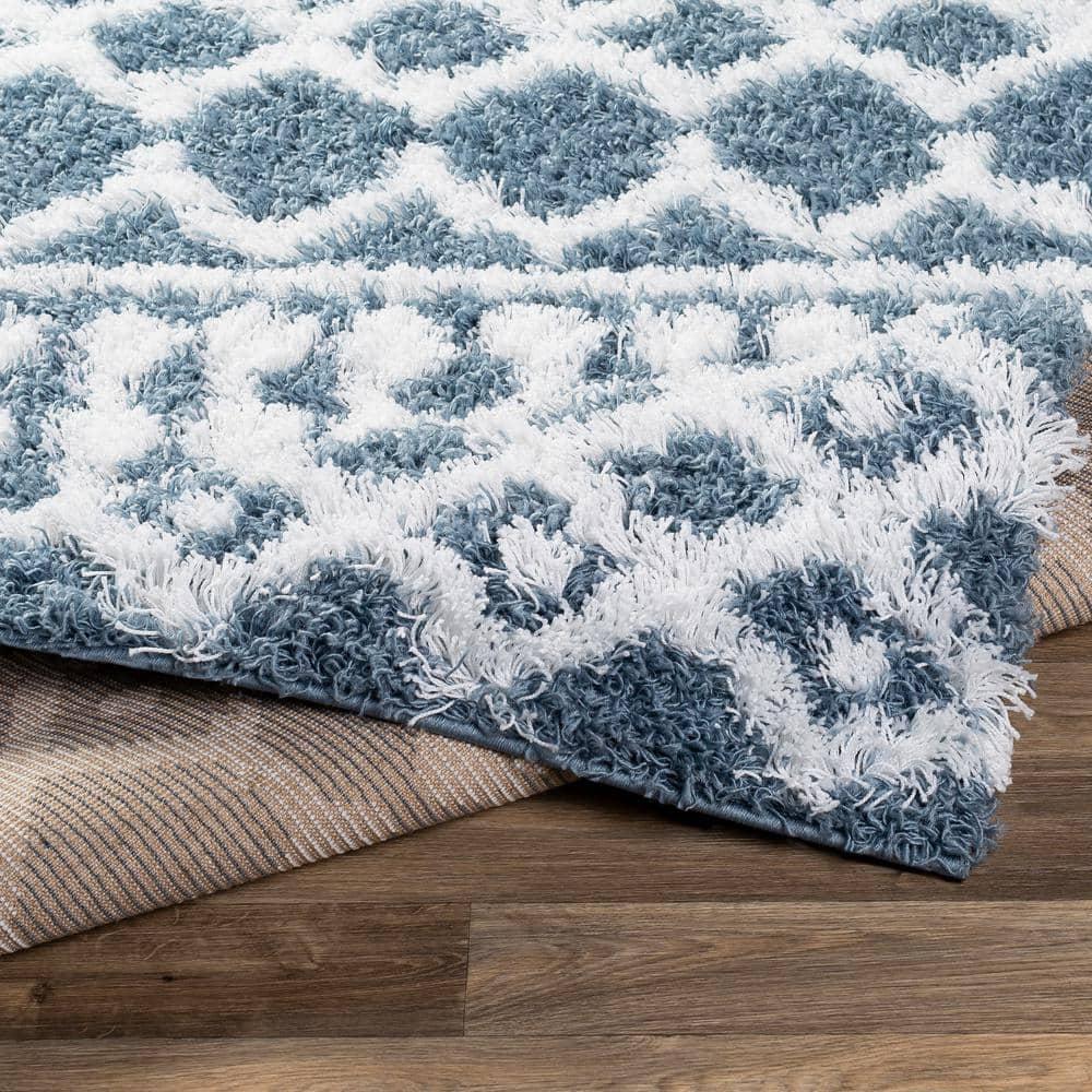 Livabliss Urban Shag Global Moroccan Area Rug,5'3" x 7'3",Denim