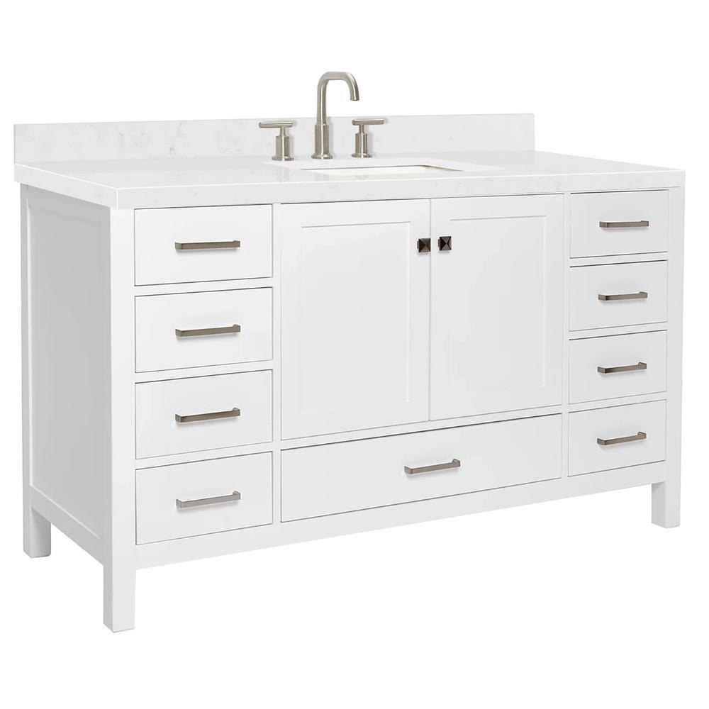 Ariel A060scqrvo Cambridge 60" Free Standing Single Basin Vanity Set - White
