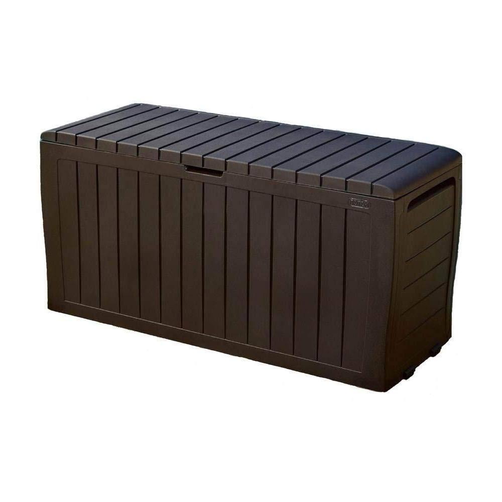 NATIONAL WINDOW 71 Gallon Resin Outdoor Storage Box For Patio Storage Mats, Throw Pillows, Garden Tools And Pool Floats